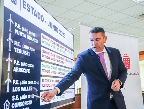 Oswaldo Betancort critica al anterior grupo de gobierno por «el total estado de abandono» de la energía eólica en Lanzarote